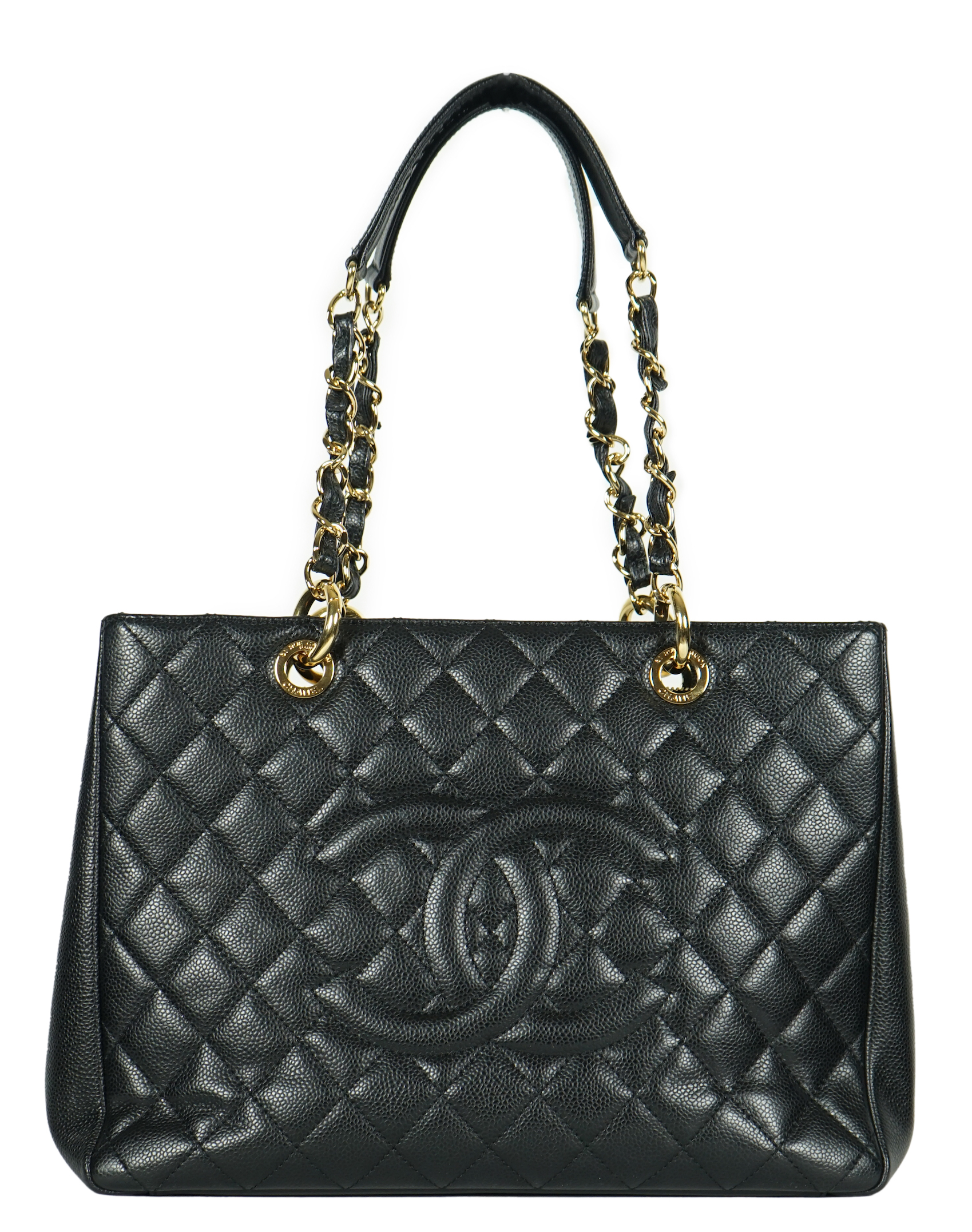 A Chanel vintage black quilted Caviar Timeless Grand Shopping Tote, width 34.5cm, height 25cm, height overall 47cm, depth 13cm, Please note this lot attracts an additional import tax of 20% on the hammer price